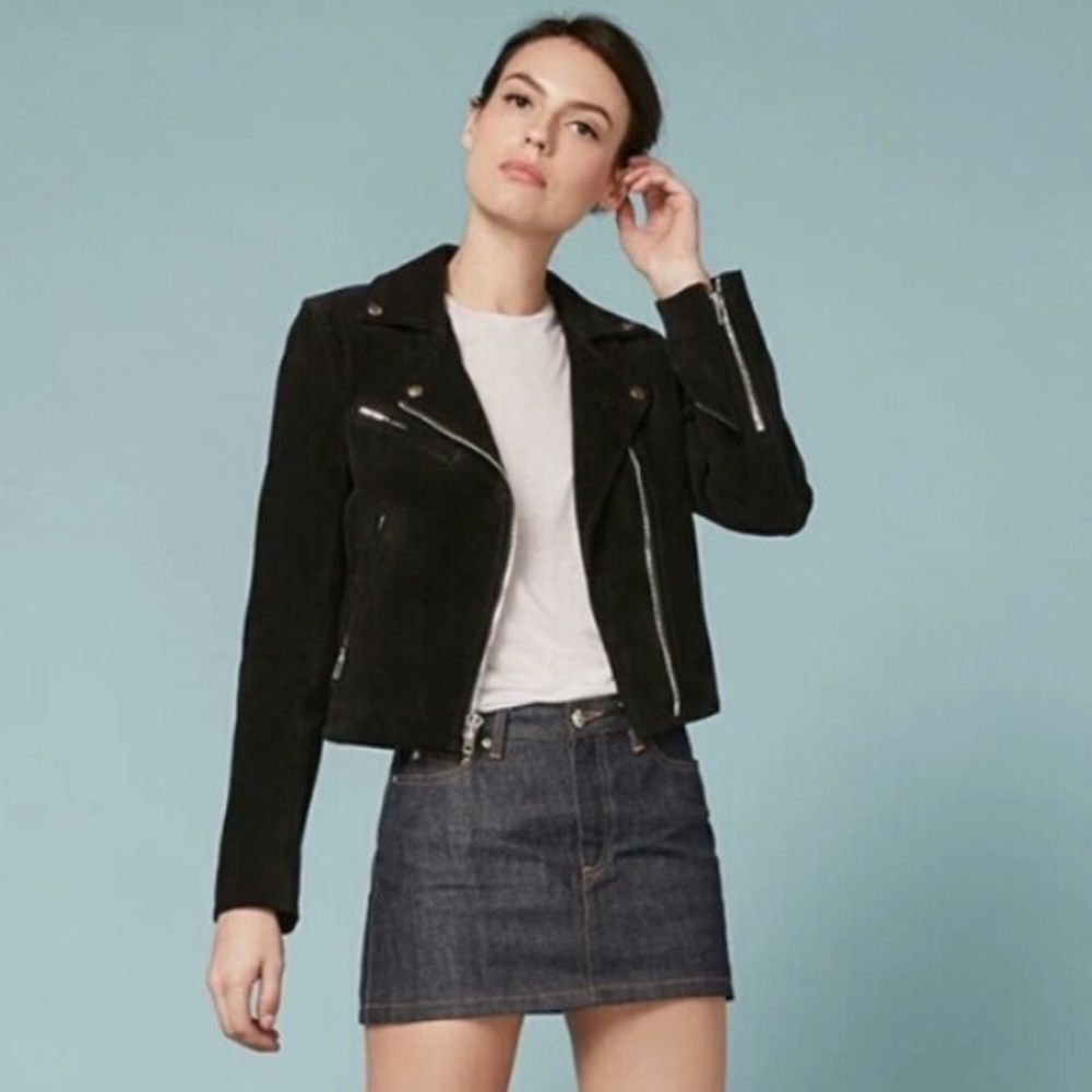 Reformation Suede Black Moto Jacket XS